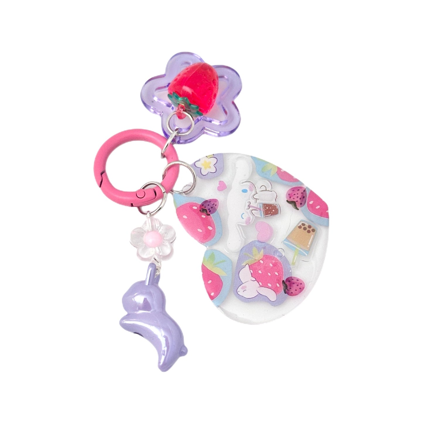 Cinnamoroll Acrylic Heart Bag Charm Bunny Strawberries