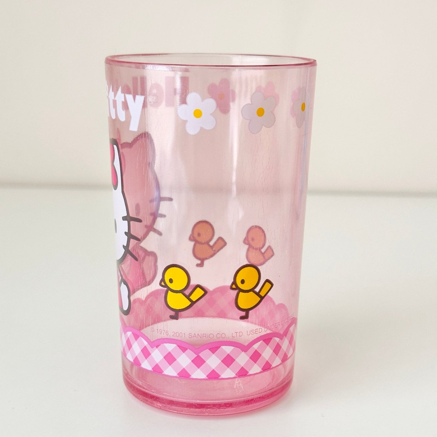 Vintage Hello Kitty Cup 2000s Pink Birds Plastic Cute