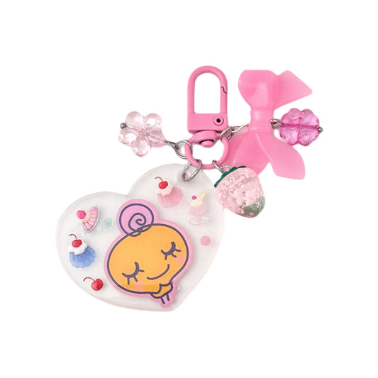 Memetchi Tamagotchi Acrylic Heart Bag Charm Bow